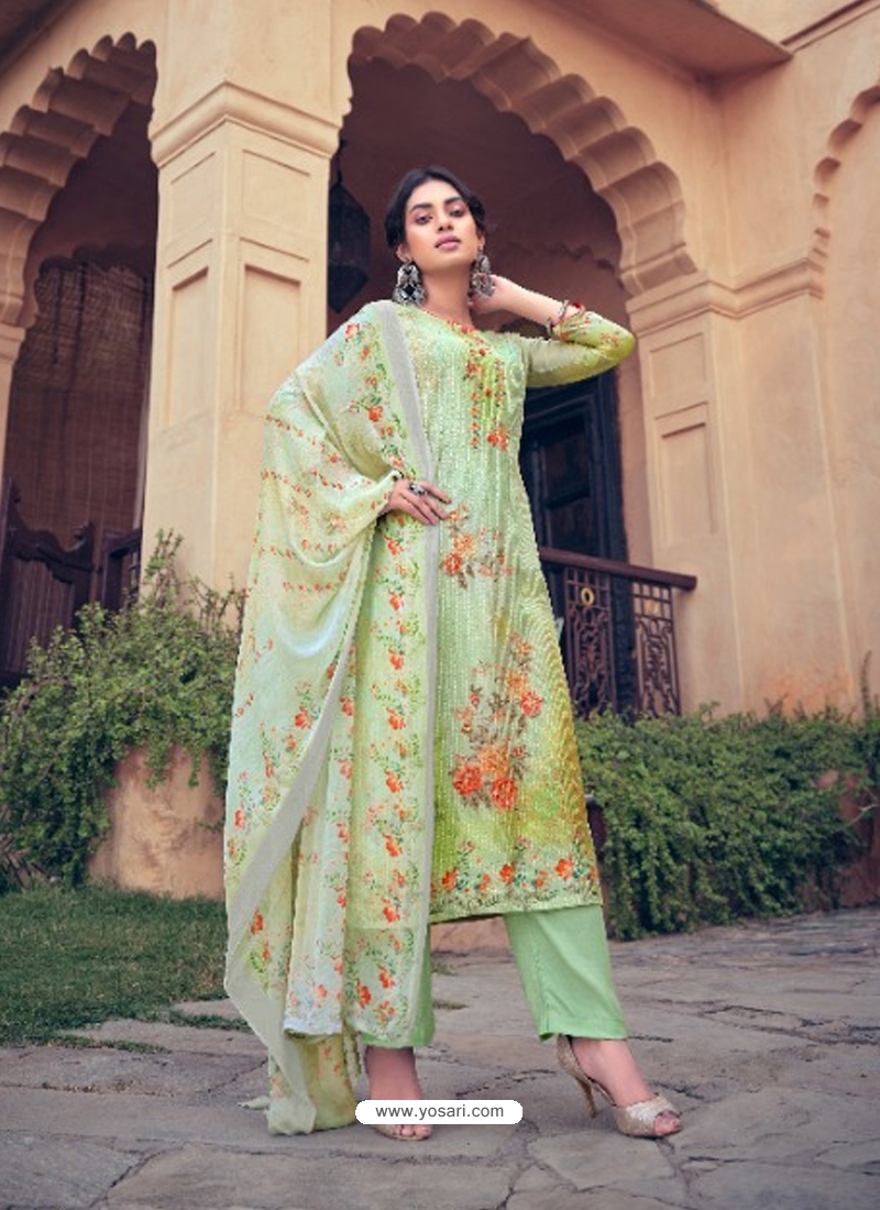Sea Green Designer Pure Maslin Palazzo Salwar Suit