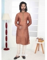 Light Orange Readymade Designer Party Wear Kurta Pajama For Men