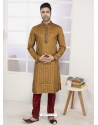 Mustard Readymade Designer Party Wear Kurta Pajama For Men