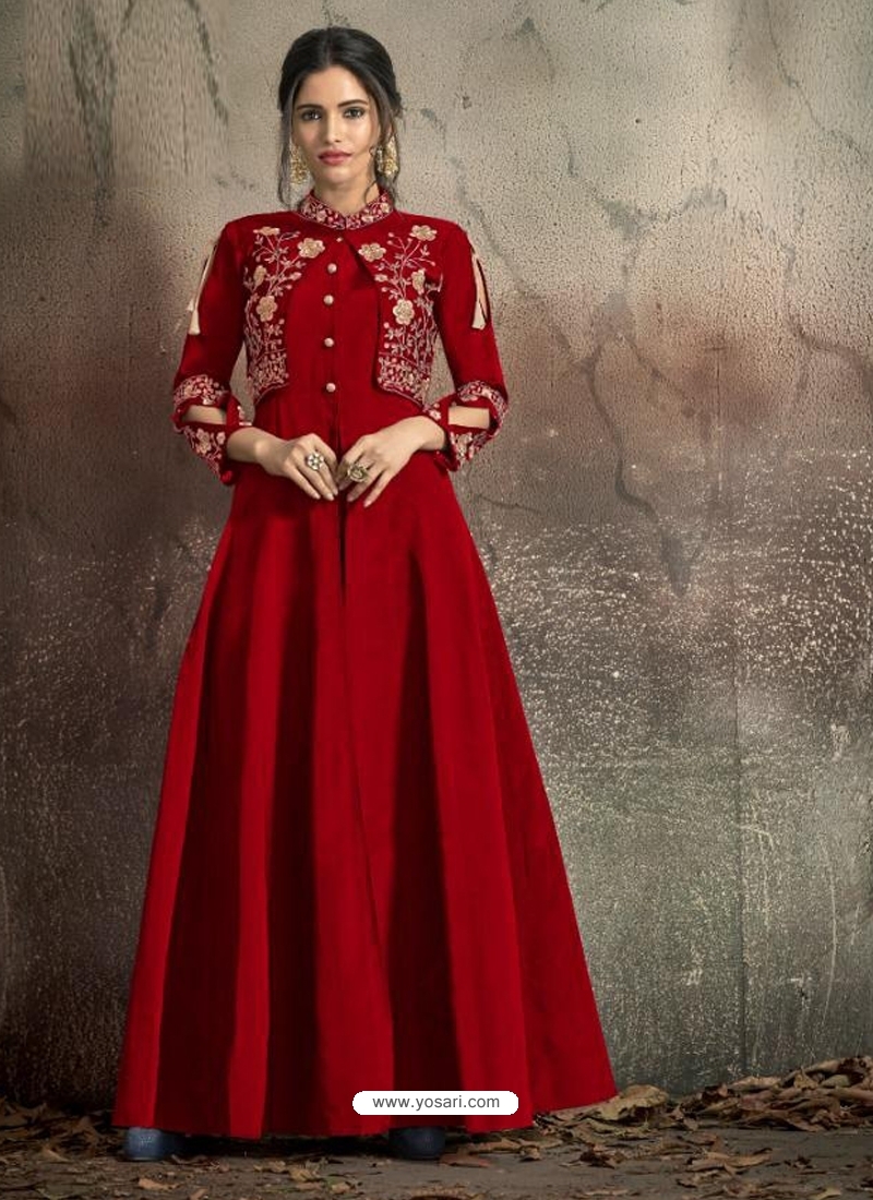 Buy Red Readymade Designer Party Wear Dress | Gowns