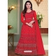 Red Designer Heavy Net Anarkali Suit