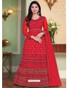Red Designer Heavy Net Anarkali Suit