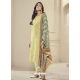 Light Yellow Readymade Designer Pure Jam Satin Straight Salwar Suit