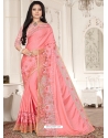 Peach Designer Party Wear Sari