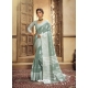Grayish Green Designer Party Wear Cotton Linen Sari