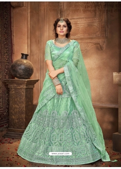 Sea Green Stylish Designer Wedding Wear Net Lehenga Choli