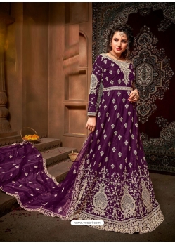 Purple Designer Net Anarkali Suit