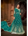 Turquoise Designer Net Anarkali Suit
