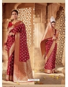 Maroon Designer Party Wear Banarasi Silk Sari