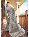 Grey Designer Party Wear Soft Linen Sari