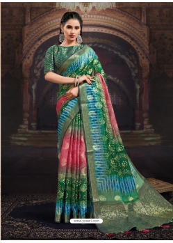 Multi Colour Designer Party Wear Chanderi Jacquard Sari