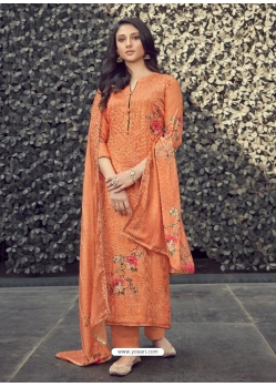 Orange Designer Pure Maslin Palazzo Salwar Suit