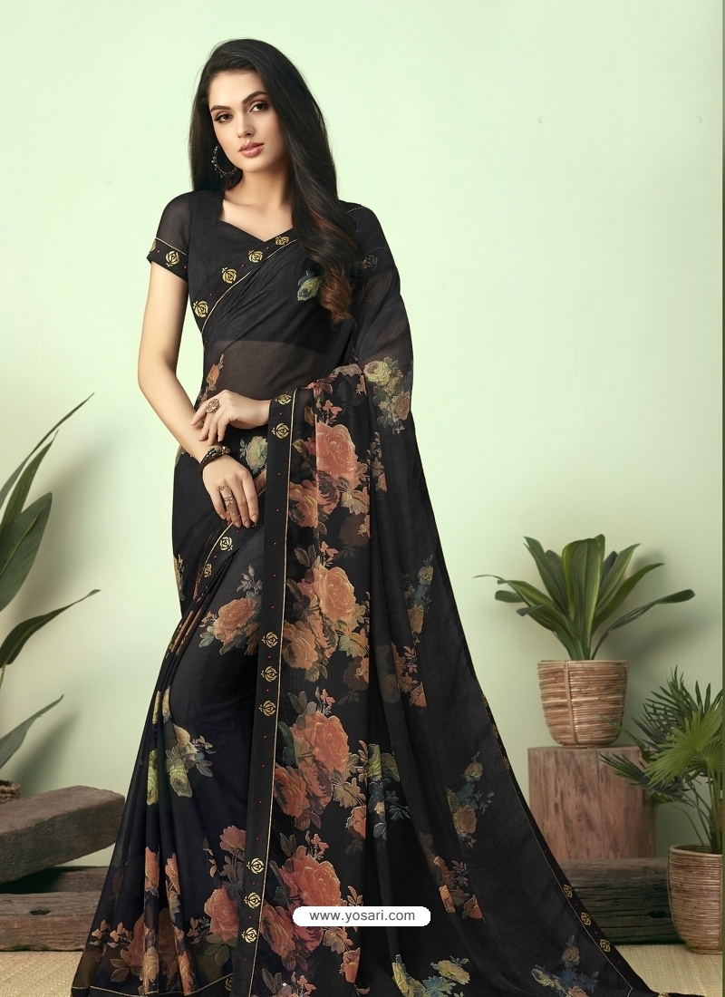 Black Latest Designer Casual Sari