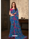 Blue Latest Designer Casual Sari