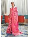 Fuchsia Designer Party Wear Handloom Weaving Sari