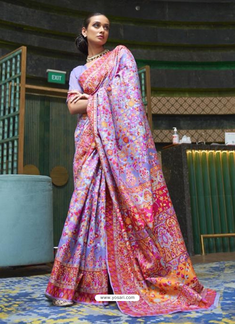 Mauve Designer Party Wear Handloom Weaving Sari