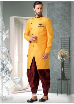 Yellow Readymade Designer Indo Western Sherwani