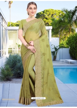 Green Designer Party Wear Honey Chiffon Sari