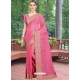 Hot Pink Designer Party Wear Honey Chiffon Sari