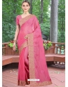 Hot Pink Designer Party Wear Honey Chiffon Sari