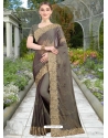 Grey Designer Party Wear Honey Chiffon Sari