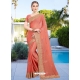 Light Orange Designer Party Wear Honey Chiffon Sari