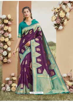Purple Designer Party Wear Silk Sari