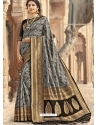 Grey Designer Party Wear Silk Sari