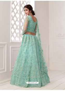 Sky Blue Stylish Designer Wedding Wear Net Lehenga Choli