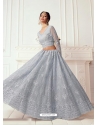 Aqua Grey Stylish Designer Wedding Wear Net Lehenga Choli
