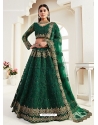 Dark Green Stylish Designer Wedding Wear Net Lehenga Choli