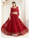 Tomato Red Stylish Designer Wedding Wear Net Lehenga Choli