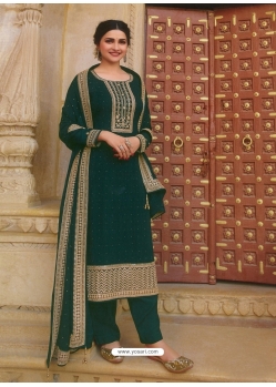 Dark Green Designer Faux Georgette Straight Salwar Suit