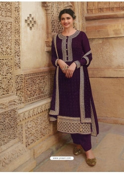 Purple Designer Faux Georgette Straight Salwar Suit