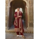 Maroon Designer Faux Georgette Straight Salwar Suit