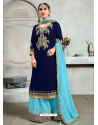 Navy Blue Designer Georgette Palazzo Salwar Suit