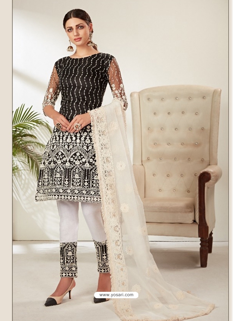 Black Designer Party Wear Butterfly Net Pakistani Suit
