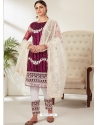 Deep Wine Designer Party Wear Butterfly Net Pakistani Suit