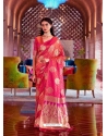 Dark Peach Designer Party Wear Pure Satin Sari