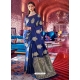 Dark Blue Designer Party Wear Pure Satin Sari