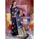 Black Designer Party Wear Pure Satin Sari