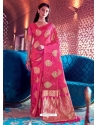 Fuchsia Designer Party Wear Pure Satin Sari