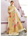 Off White Designer Party Wear Silk Sari