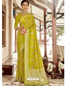 Parrot Green Designer Party Wear Silk Sari