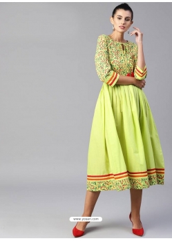 Parrot Green Readymade Designer Party Wear Kurti