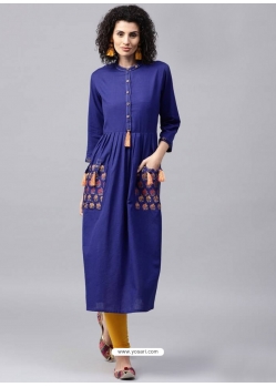 Royal Blue Readymade Designer Party Wear Kurti