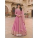 Light Pink Latest Designer Party Wear Dola Silk Anarkali Suit