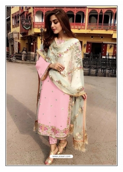 Pink Designer Party Wear Faux Georgette Pakistani Suit