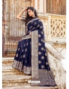 Navy Blue Designer Party Wear Silk Sari