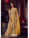 Yellow Heavy Embroidered Designer Wedding Wear Sharara Suit
